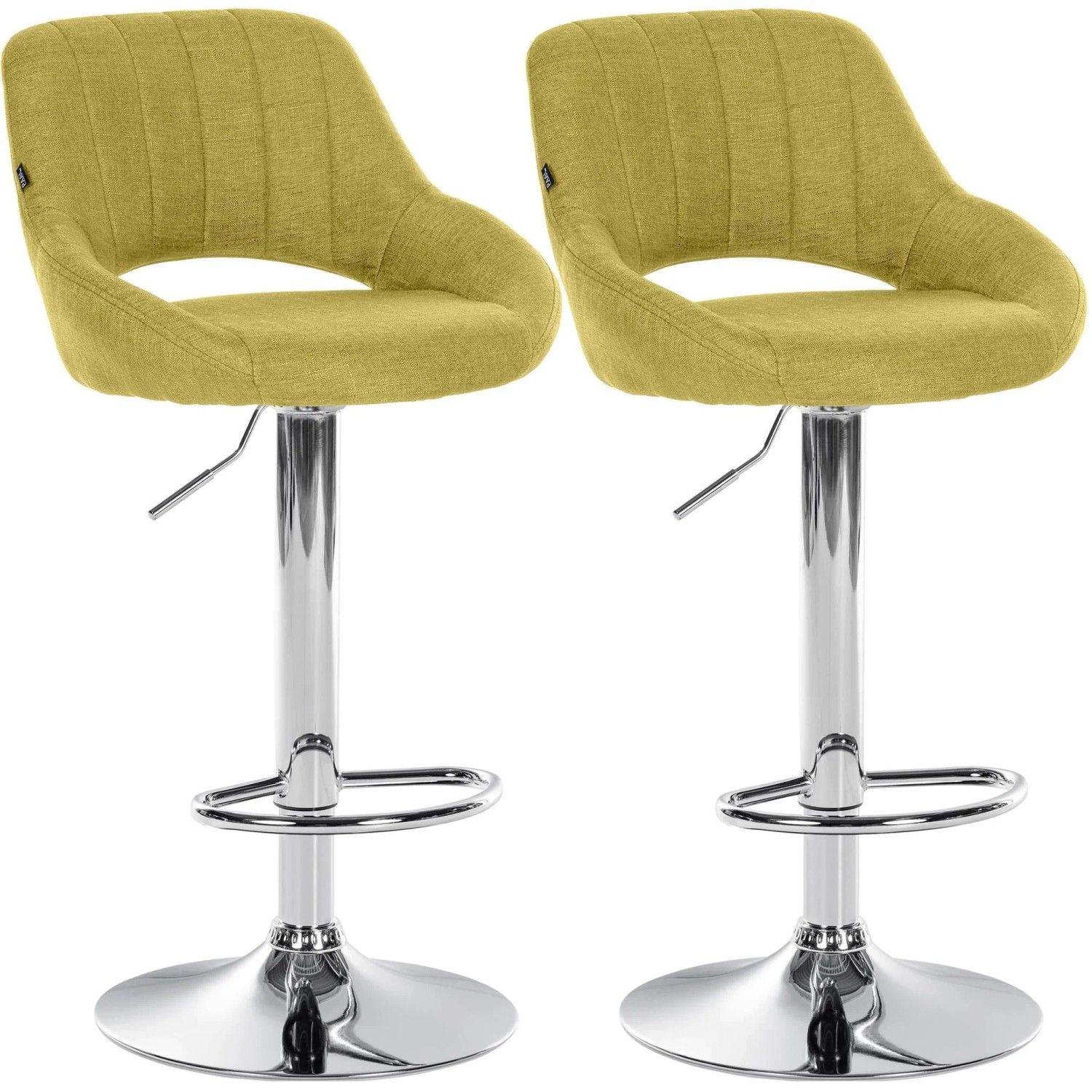CLP 2er Set Barhocker Milet Stoff Metall in Chromoptik/grün