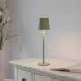 Grüne Akku-LED-Tischleuchte Boteria, Ø 11 cm, 37 cm hoch. Dekoleuchte für Innen & Außen.