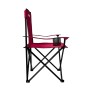 Roter 24Move Campingstuhl mit Getränkehalter, faltbar bis 100kg, ideal für Outdoor-Aktivitäten.
