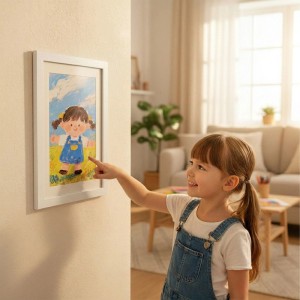 Relaxdays Kinderbilderrahmen A4 MDF Acrylglas Weiß Befüllbar 32 x 25,5 cm 500 g