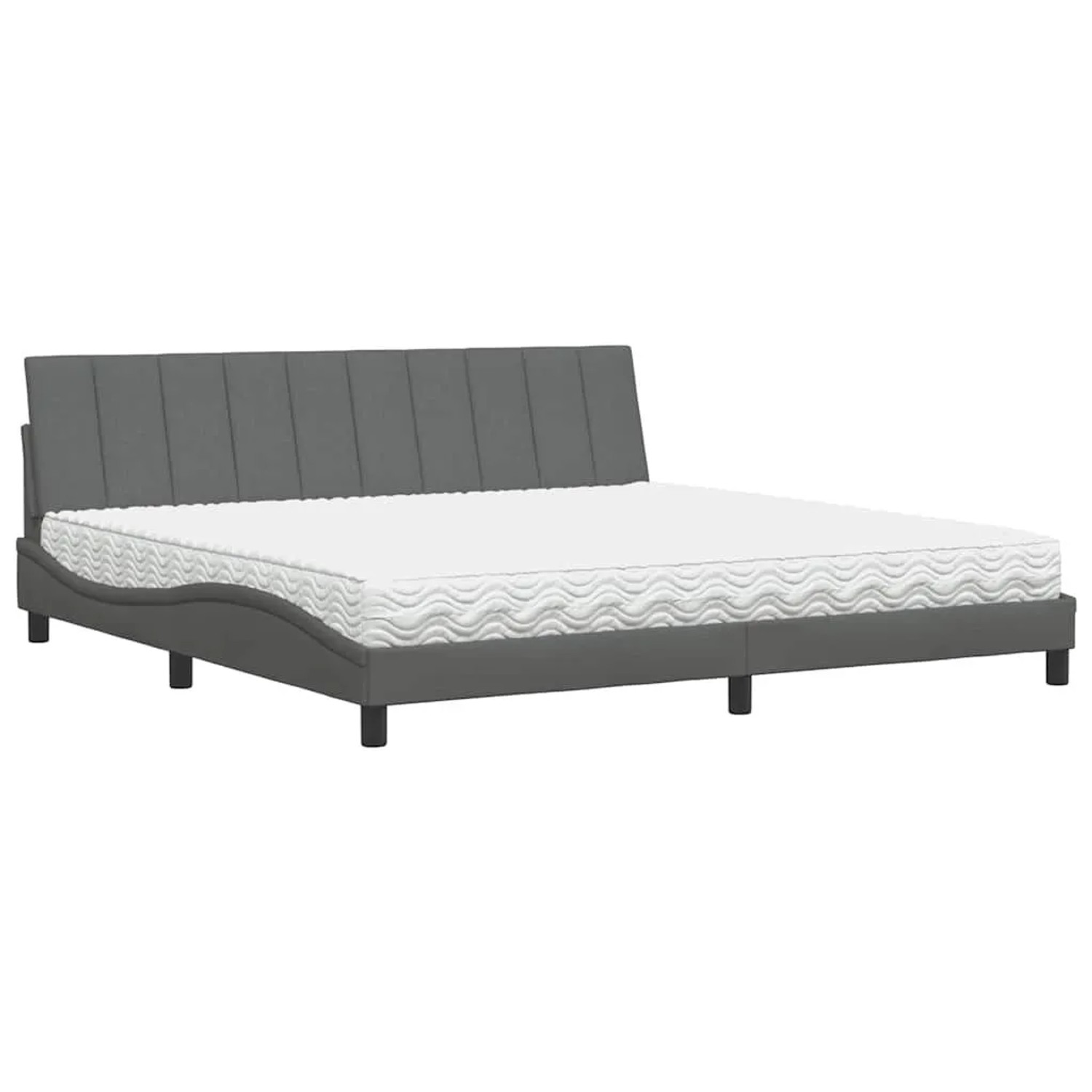 vidaXL Bett mit Matratze Hanko Dunkelgrau 200x200 cm Stoff 3310553