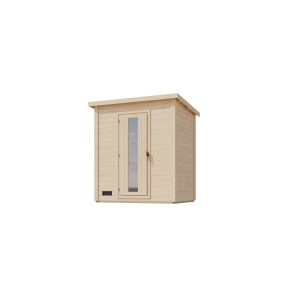 Chillroi 38mm Saunahaus Melo 1 Naturbelassen mit Ofen 9kW Steuerung
