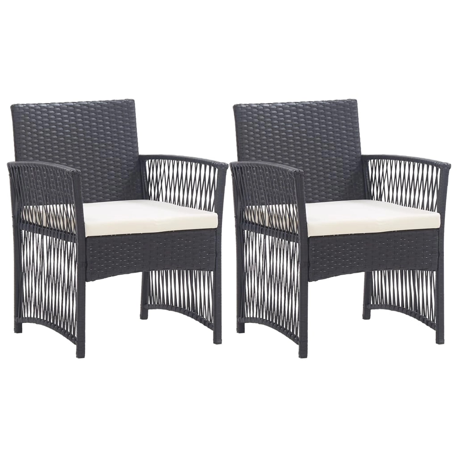 Gartensessel Mit Sitzkissen 2 Stk. Schwarz Poly Rattan günstig online kaufen