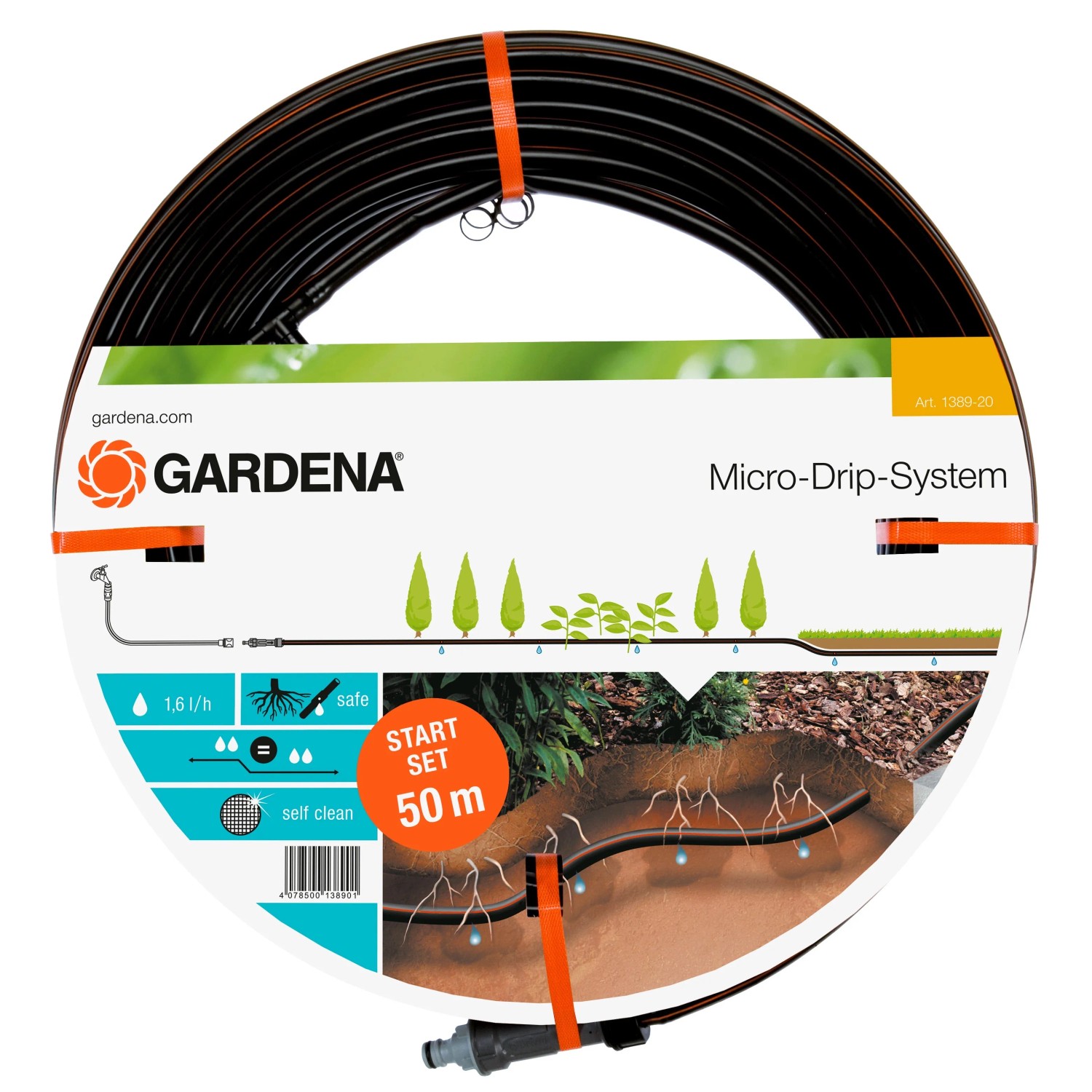 Gardena Tropfrohr, unterirdisch verlegt, 50m, für Micro-Drip-Systeme zur Bewässerung von Rasen und Pflanzen.