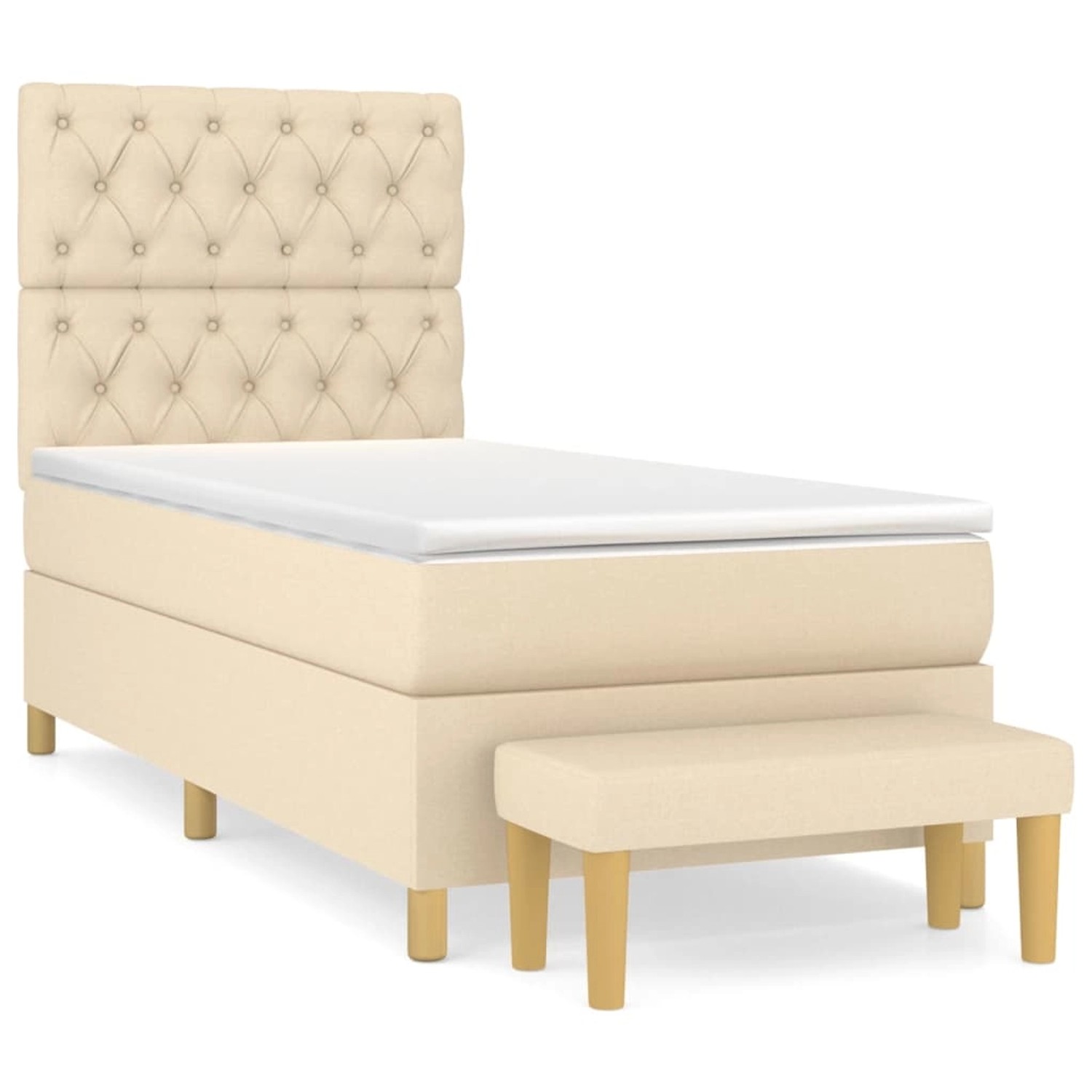 vidaXL Boxspringbett mit Matratze Creme 80x200 cm Stoff 3137354 günstig online kaufen