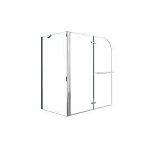 Duschparadies 120 x 140 cm Badewannenaufsatz Mit 80cm Seitenwand 2-tlg Faltwand 6mm NANO ESG-Sicherheitsglas Duschabtrennung Eck Mit Handtuchhalter