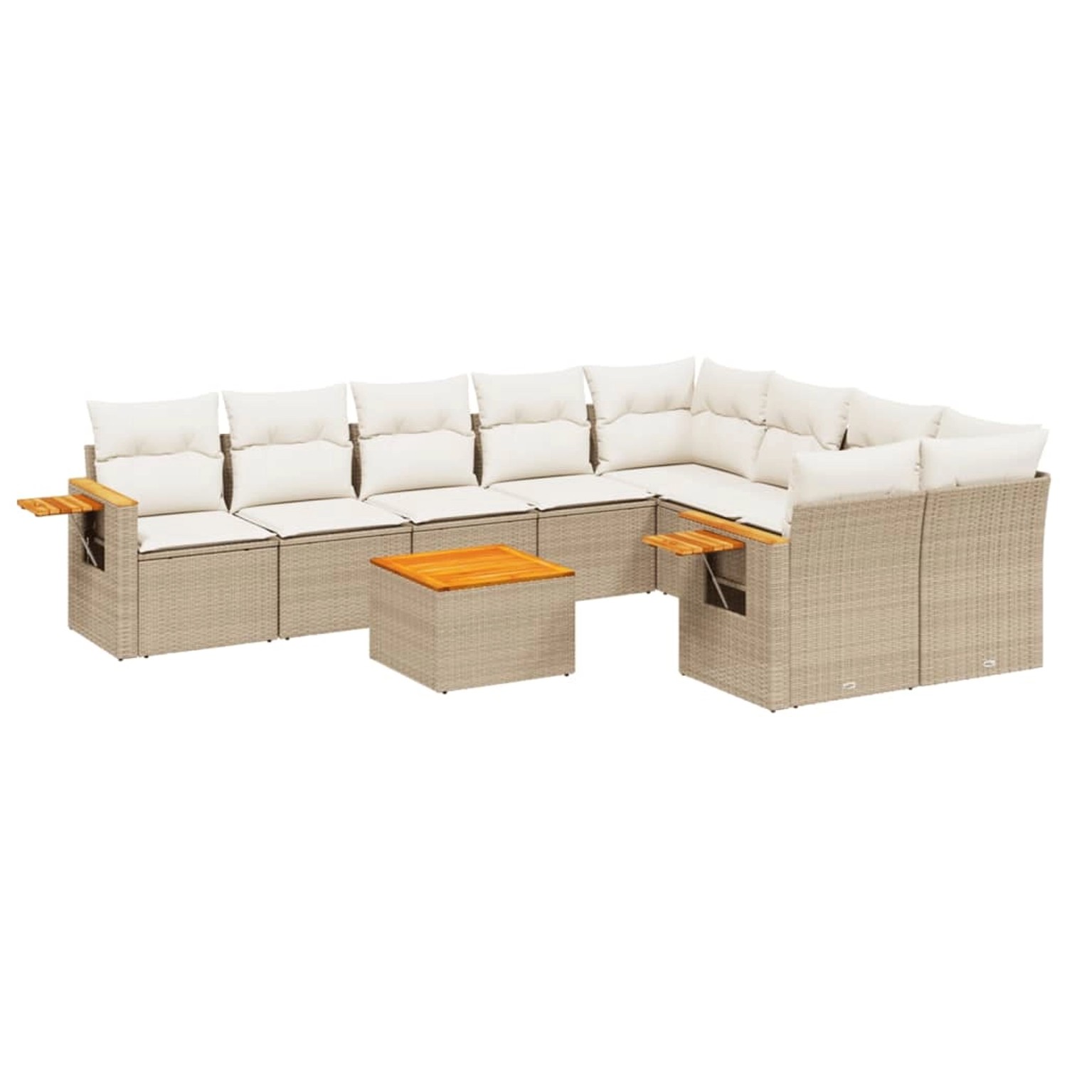 vidaXL 10-Tlg Garten-Sofagarnitur mit Kissen Beige Poly Rattan 3227150 günstig online kaufen