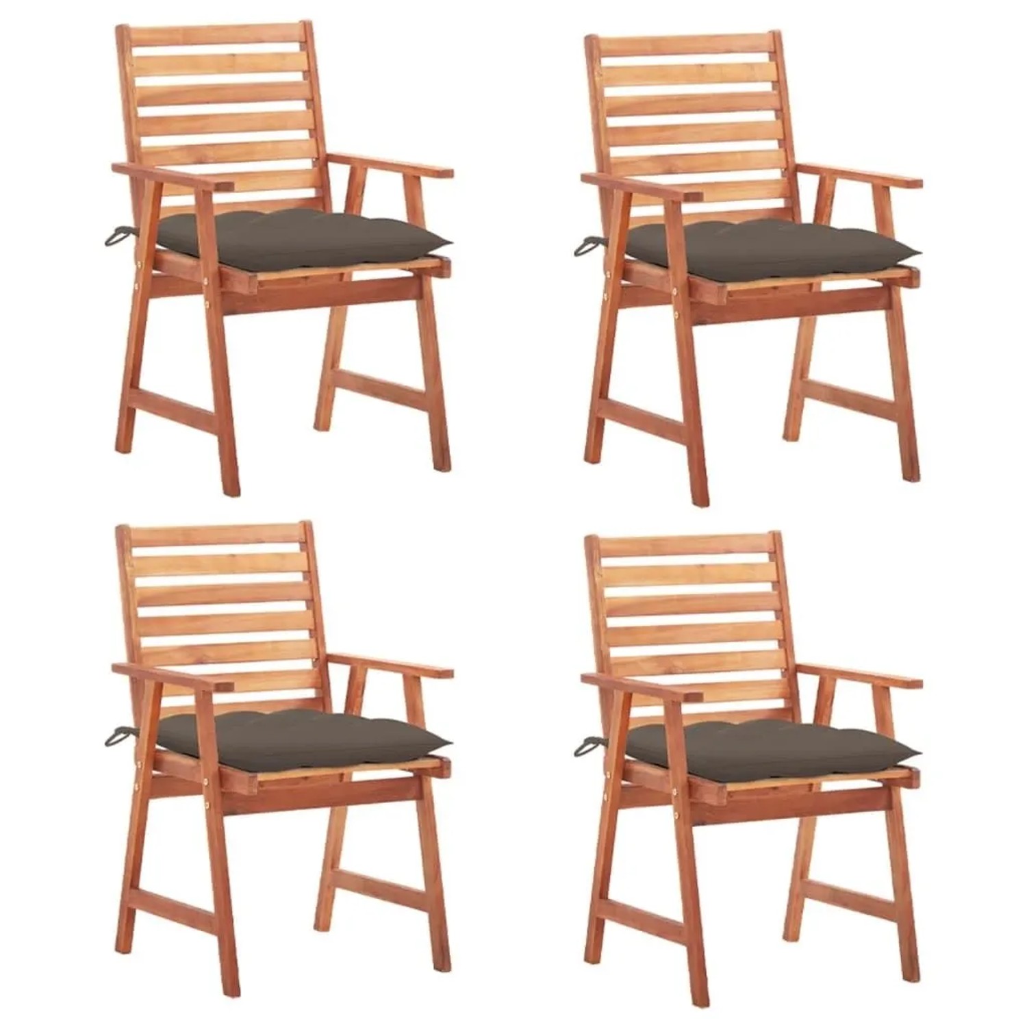 vidaXL Garten-Essstühle 4 Stk mit Kissen Massivholz Akazie 3078343