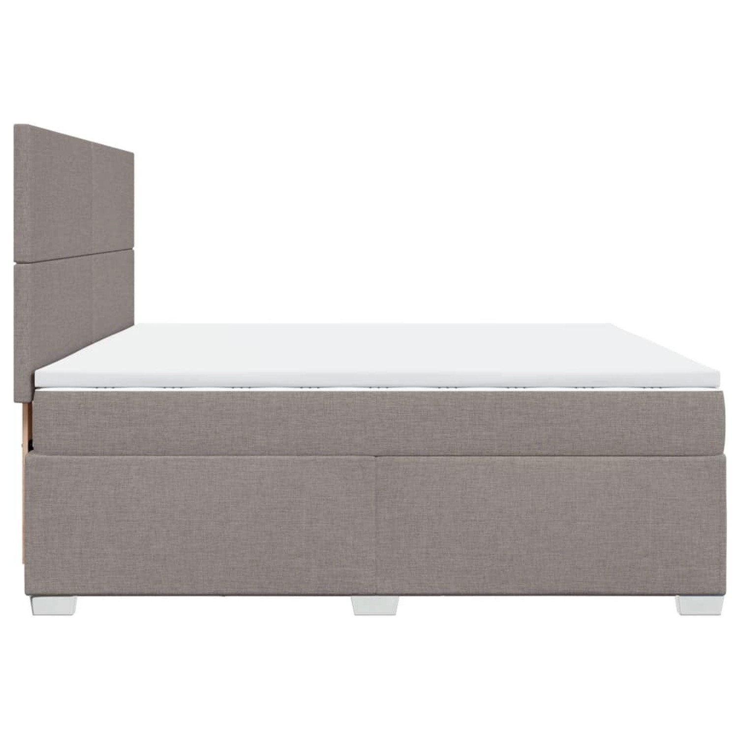 vidaXL Boxspringbett mit Matratze, Taupe, 200x200 cm, Stoffbett mit Kopfteil und Matratzenauflage.