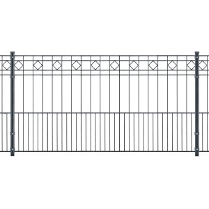 Metallzaun-Set Turin, 100 cm hoch, 17,4 m lang, in Anthrazit. Gartenzaun mit Rautenmuster.