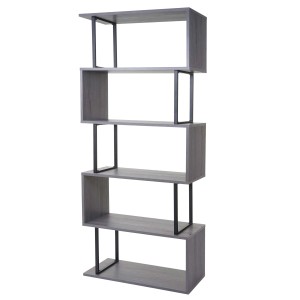 BERLINLODGE Bücherregal HxBxT 183x80x30cm Standregal Wohnregal 3D-Struktur 5 Ebenen Grau Metall Schwarz