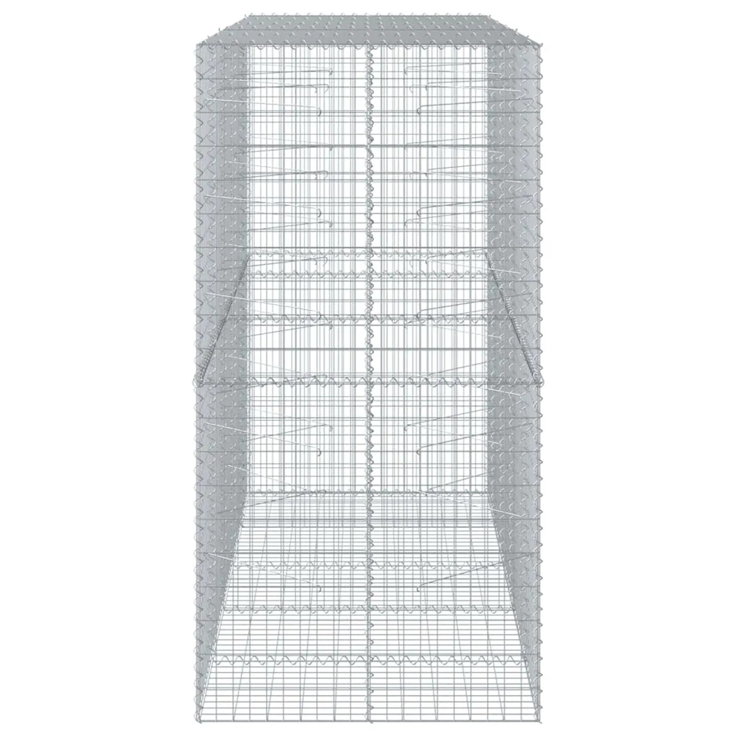 Silberne vidaXL Gabione mit Deckel, 250x100x200 cm, aus Eisendraht für Hochbeete.