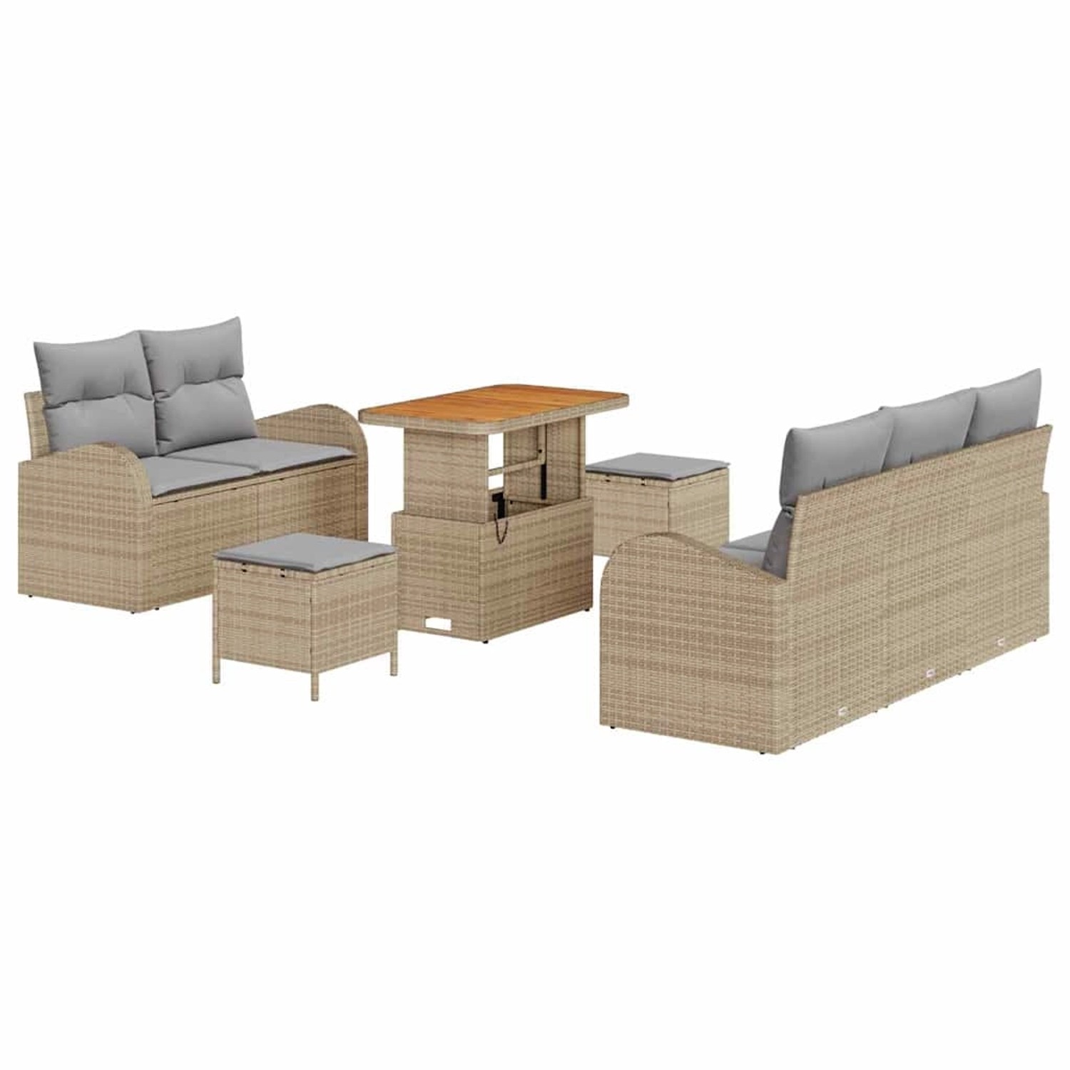 vidaXL Garten-Sofa-Set 8-Tlg Beige Poly Rattan 3362342 günstig online kaufen