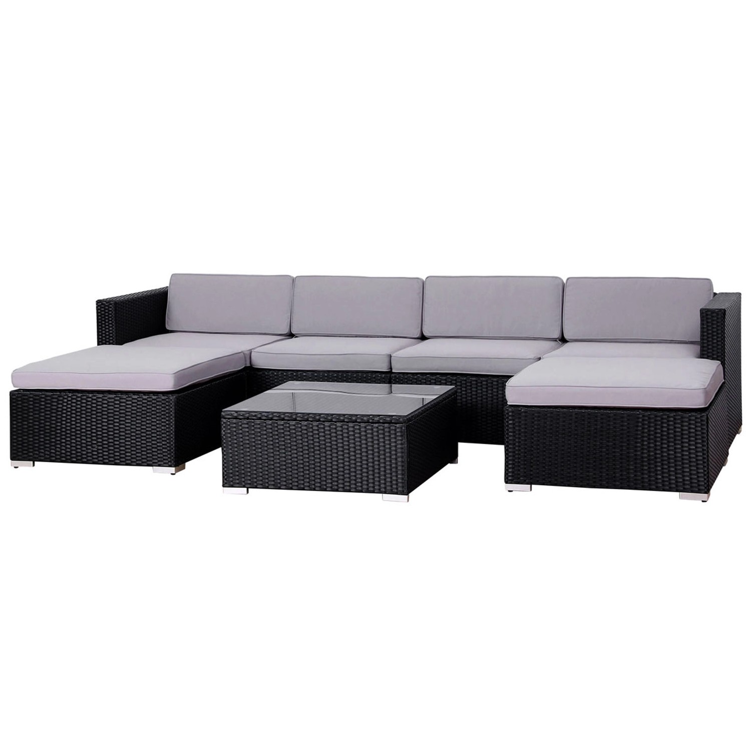 Svita Lugano Polyrattan Lounge Gartenmöbel Set Gartenlounge Gartensofa Schw günstig online kaufen