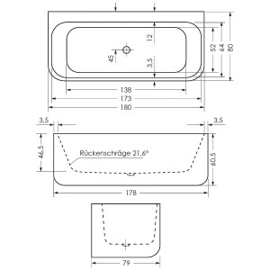 Steinkamp Vorwand-Badewanne 180 x 80 cm Living Weiß