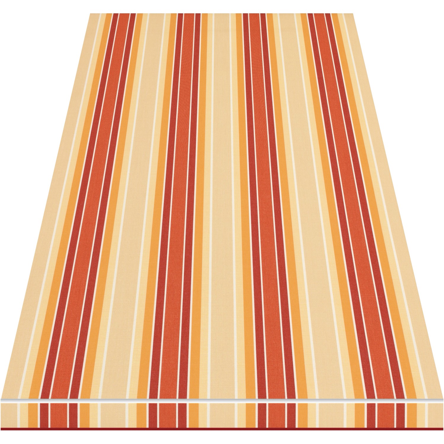 Kassettenmarkise Perform 300x200 cm, silbernes Gestell, rot-orange gestreiftes Tuch.