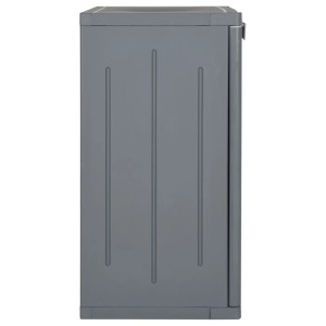 Grauer vidaXL Gartenschrank (65x45x88 cm) in Rattan-Optik. Praktischer Büroschrank für Garten und Büro.