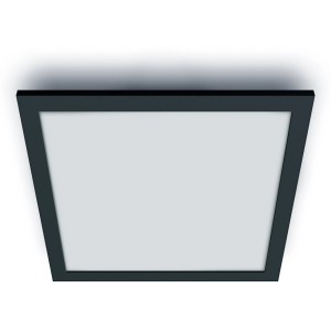 Quadratisches WiZ LED-Panel in Schwarz, 60x60 cm, für smarte Beleuchtung mit tunable White Funktion.