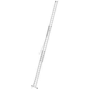 Krause Seilzugleiter Stabilo, 3-teilig, ausgefahren. Außenleiter mit breiter Quertraverse für sicheren Stand.