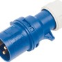 Blauer CEE Caravan-Stecker, 3-polig, 16A, IP44 für Camping, Garten und Werkstatt.