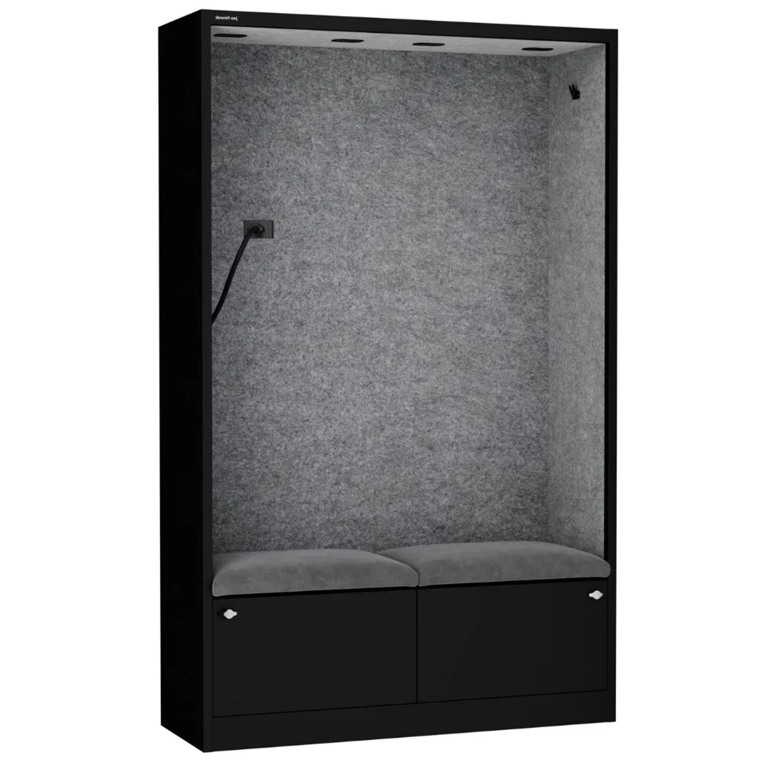 JAN NOWAK Akustikkabine mit Schalldämmung SALLY 185x115x40cm Schwarz-Grau Telefonkabine Meetingbox Telefonbox Akustikbox Bürokabine