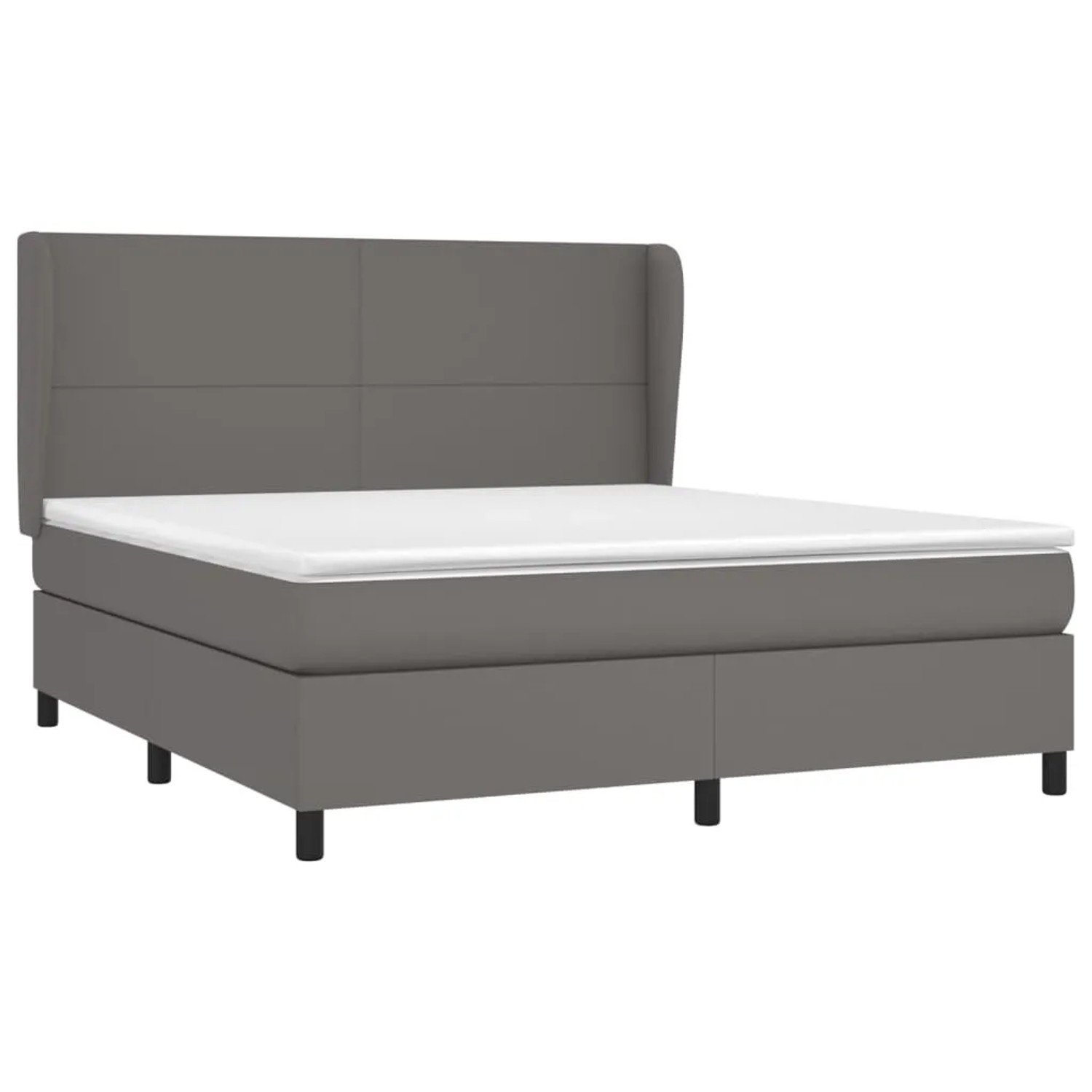 Graues vidaXL Boxspringbett (180x200 cm) mit Kunstlederbezug und Matratze.