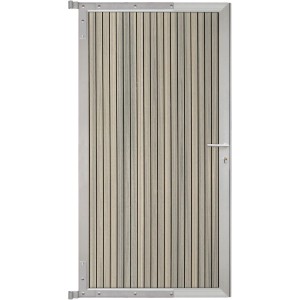 GartenLand Steckzauntor Shadowline, vertikal, 90x175 cm, WPC Amethystgrau, Aluminium Silber.