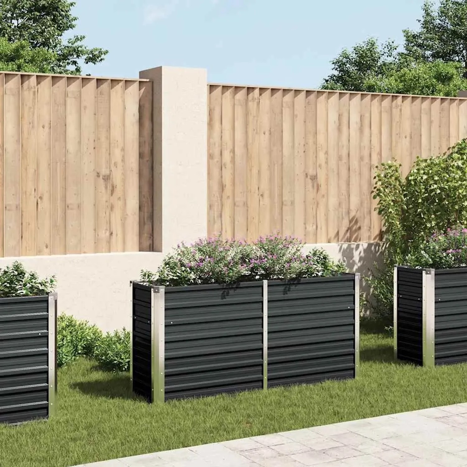Furnicato Garten-hochbeet Anthrazit 160 X 40 X 77 Cm Verzinkter Stahl