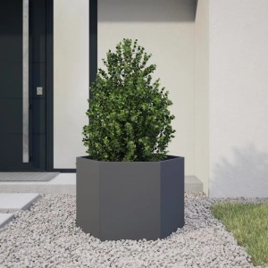 vidaXL Pflanzkübel Anthrazit Sechseckig 69x60x45 cm Stahl 851124
