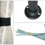 Details der MCW Pergola J63 Creme-Beige: Seitenwandhalterung, Bodenbefestigung und Standfuß.