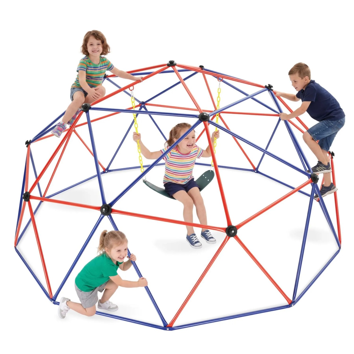 Tectake Klettergerüst Mit Schaukel Freeclimber Ø 305 cm Wetterfest  305 x 305 x 158 cm Bunt