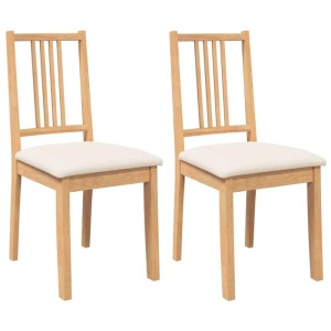 vidaXL Esszimmerstühle mit Kissen 2 Stk Natur Massivholz Gummibaum 4102397
