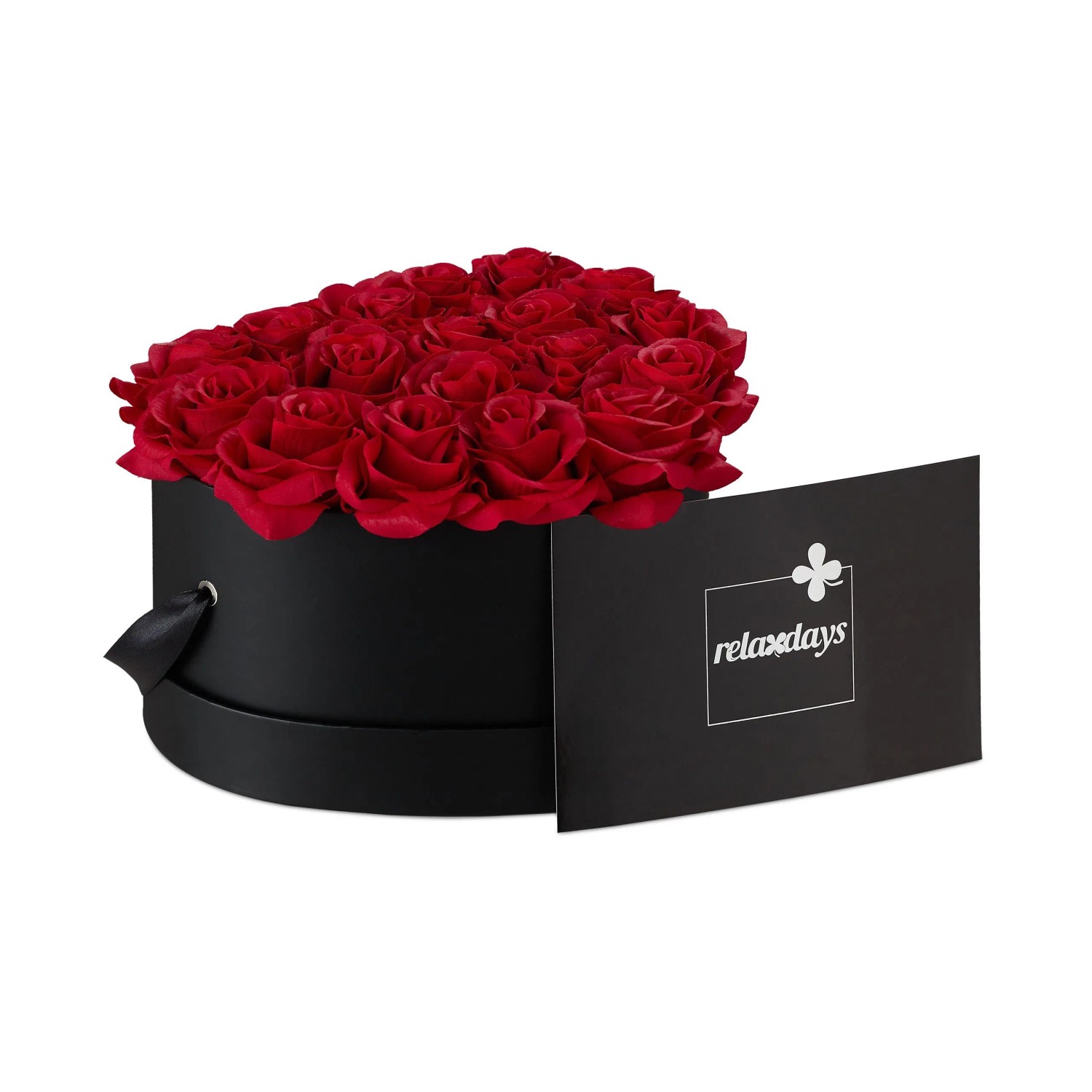 Relaxdays Rosenbox Karton Schwarz Rot Herzförmig 18 Rosen 13 cm x 21 cm x 19 cm