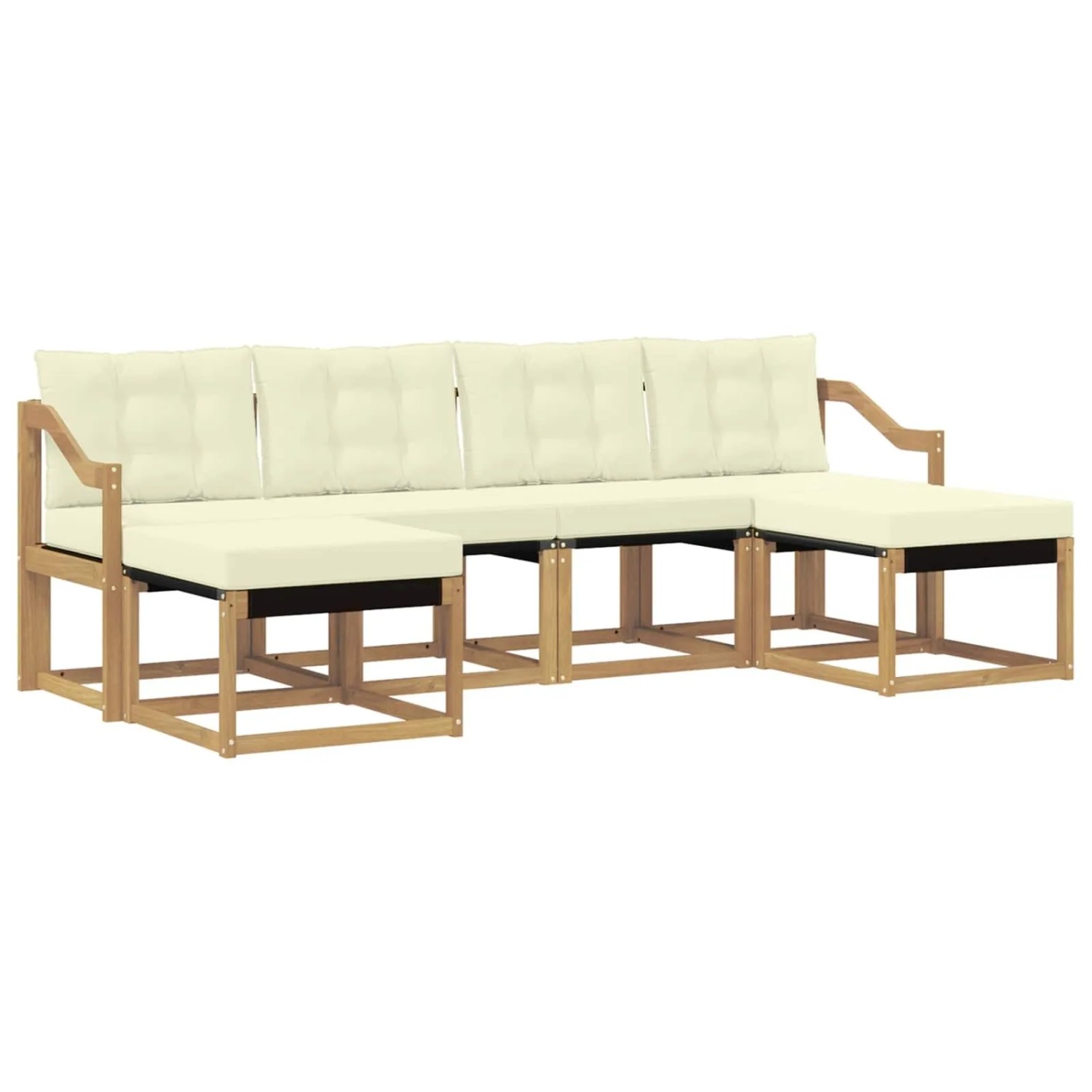vidaXL Outdoor-Sofagarnitur mit Kissen 6-Tlg Weiß und Creme 3389748