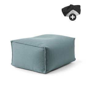 Himmelblauer mokebo Outdoor Pouf mit Schutzhülle, Sitzhocker für Balkon und Garten.