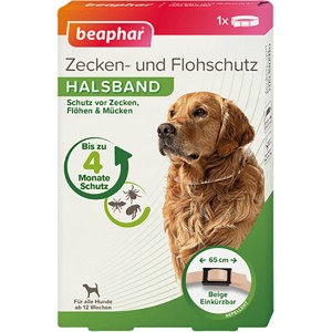 Beaphar Zecken- und Flohschutz Halsband, 65cm, beige, für Hunde. Schutz vor Zecken, Flöhen und Mücken.