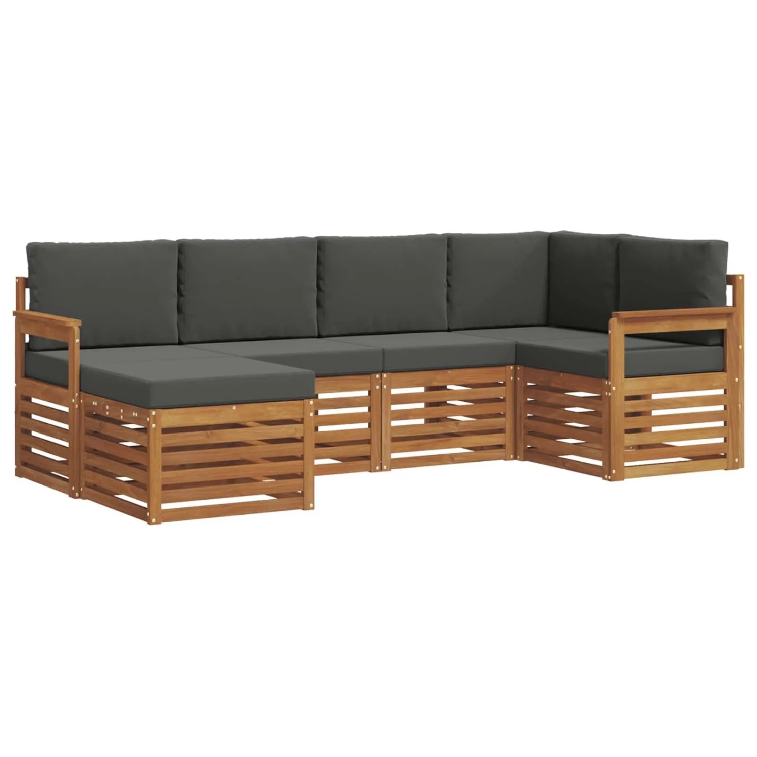 vidaXL Sofagarnituren 6 Tlg Natur und Anthrazit Massivholz Akazie 3375077