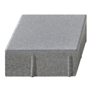 Quadratischer, silbergrauer Kann Vero Maxx Pflasterstein mit feiner Oberfläche.