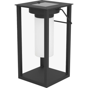 Eglo Solar LED-Laterne Usigni, schwarz-weiß, mit Solarpaneel für den Außenbereich.