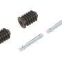 Befestigungs-Set: 2 Stifte und 2 schwarze Rundrohrhülsen (65mm) für Möbelrollen.