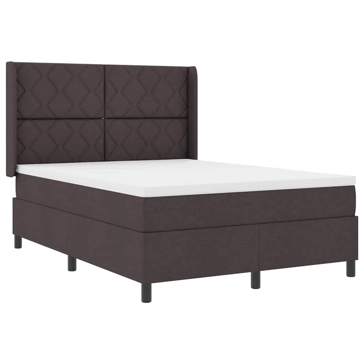vidaXL LED Boxspringbett mit Matratze Dunkelbraun 160 x 200 cm Stoff 3343577