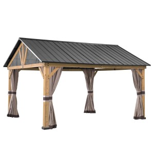 Sunjoy Vorhang-Set für Zedernholz Gazebo (404x465cm) für mehr Privatsphäre auf der Terrasse.