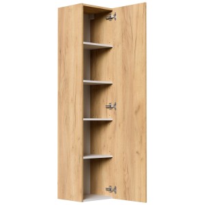 Posseik Hochschrank Levana, Eiche Gold, offene Tür mit Einlegeböden. Bad-Einbauschrank.