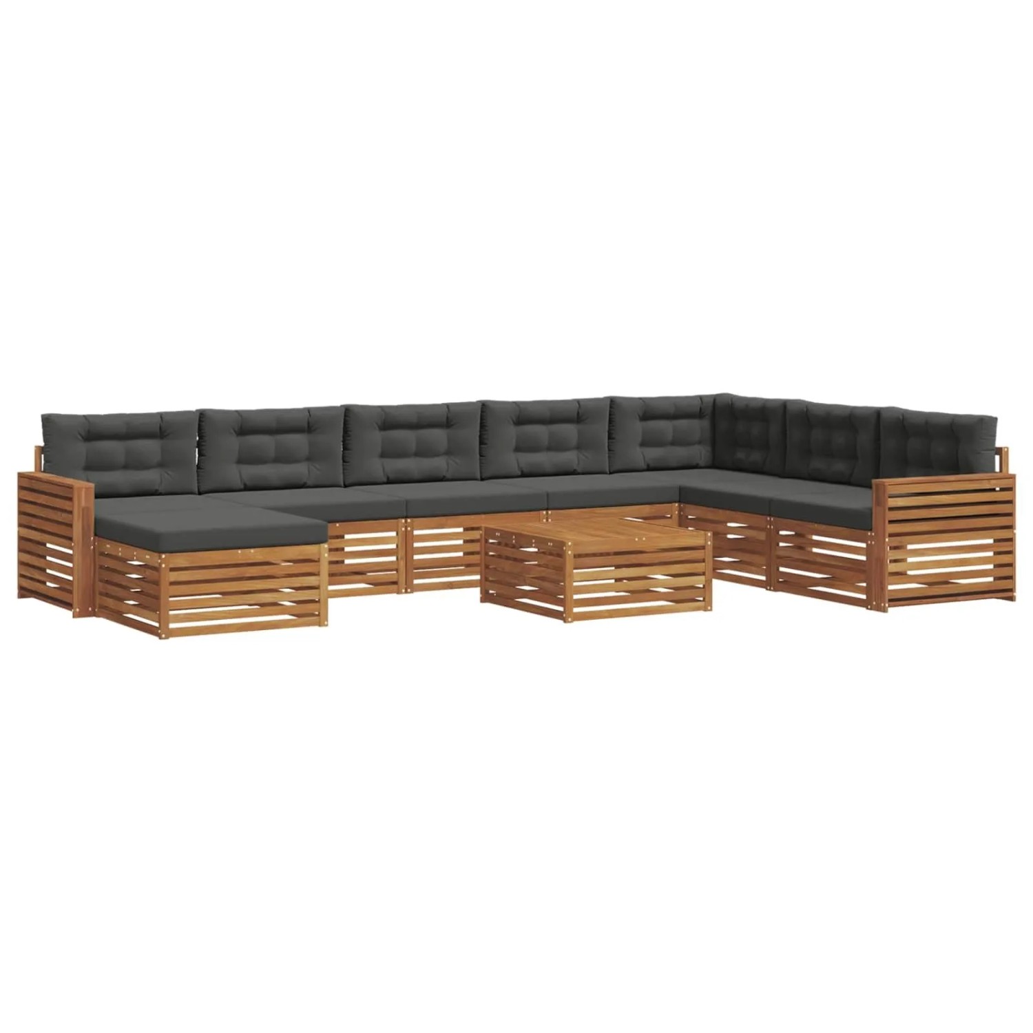 vidaXL Sofagarnituren 9 Tlg Natur und Anthrazit Massivholz Akazie 3373987