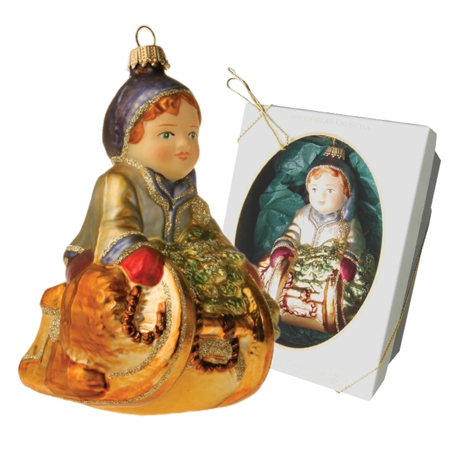 Krebs Glas Lauscha Baumschmuck Viktorianisch Schlittenfahrer Lennart Mehrfarbig 12cm