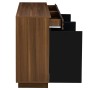 Merax Sideboard, braun mit Holzoptik und schwarzen Türen. Eine Schublade ist leicht geöffnet. Moderner Wohnzimmerschrank mit Stauraum.