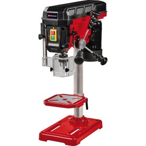 Einhell TC-BD 500 Säulenbohrmaschine in Rot/Schwarz mit Bohrtisch und Späneschutz.