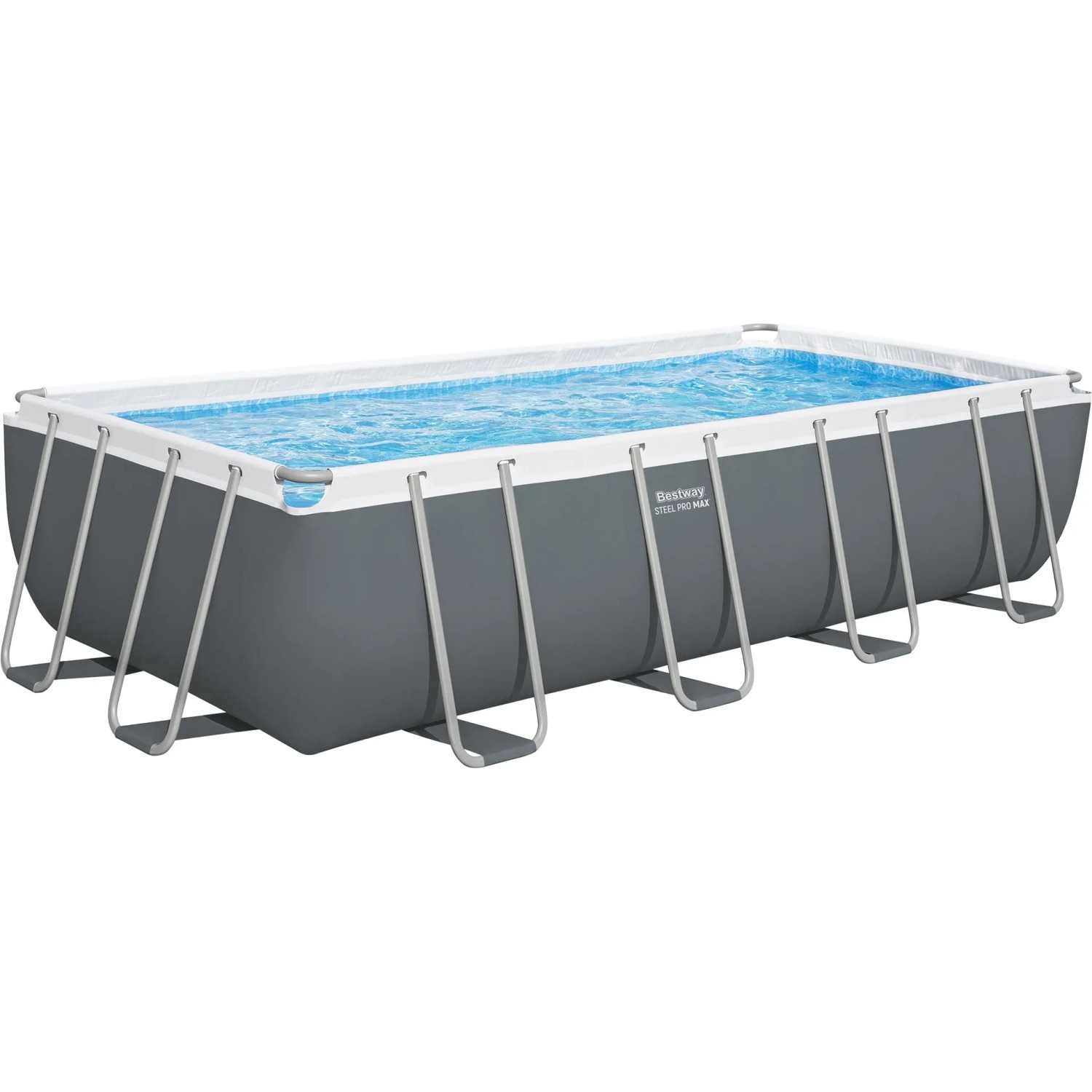 Bestway Steel Pro MAX Pool, 549x274x122 cm, grau, eckig, mit Sandfilteranlage.