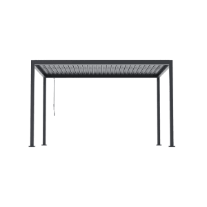 Anthrazitfarbene MWH Pergola O88 Series 3x4m mit verstellbarem Lamellendach für Garten & Terrasse.