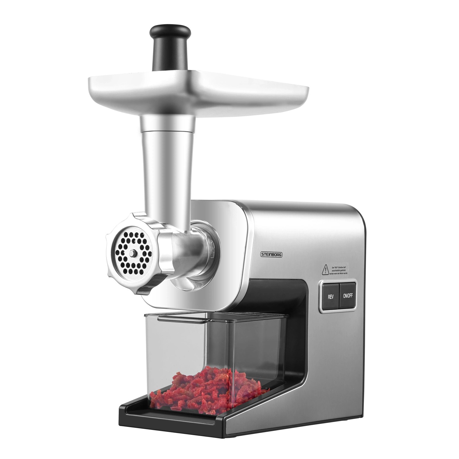Steinborg SB-7080 Fleischwolf Edelstahl 2 Geschwindigkeitsstufen 2000W